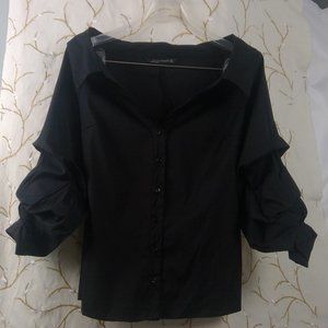 Zara Women's Size Small Blouse With Tiered Sleeve